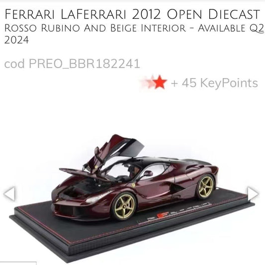 BBR 1/18 Ferrari Lafa Metallic Red Alloy Fully Open Simulation Car Model Ornament