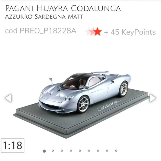 BBR 1/18 Pagani Huayra Codalunga
Azzurro Sardegna Matt